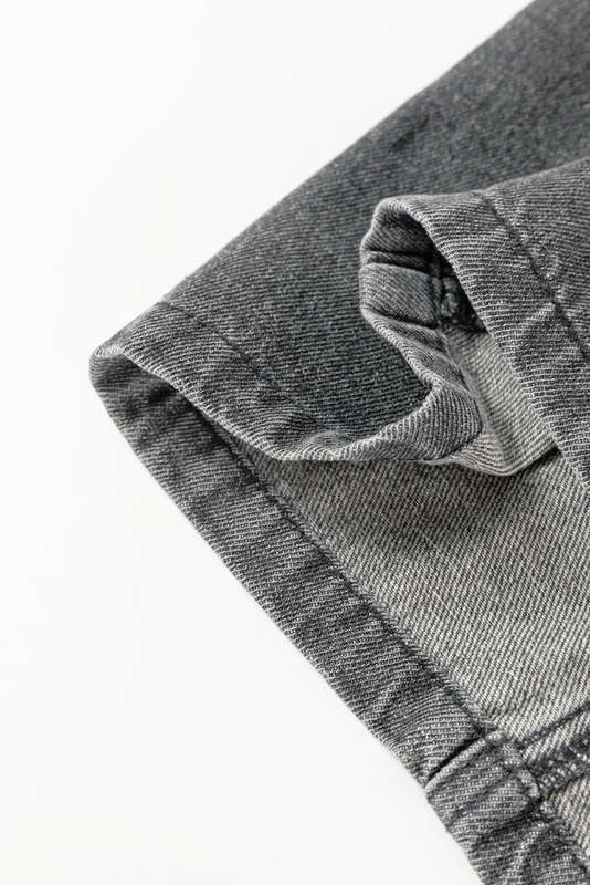 Medium Grey Wide Strap Button Front Pocketed Denim Mini Dress
