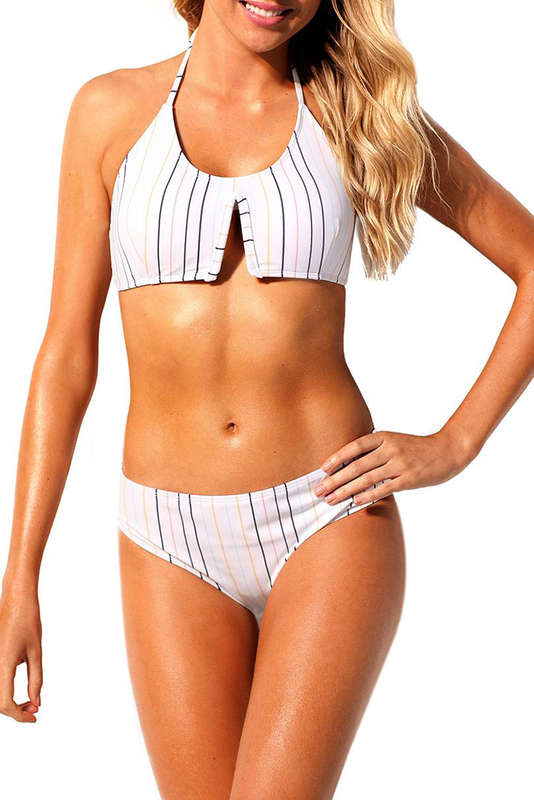Vertical Striped Classic Two Piece Bathing Suit