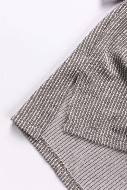 Philippine Gray Ribbed Roll-tab Sleeve Oversize Top