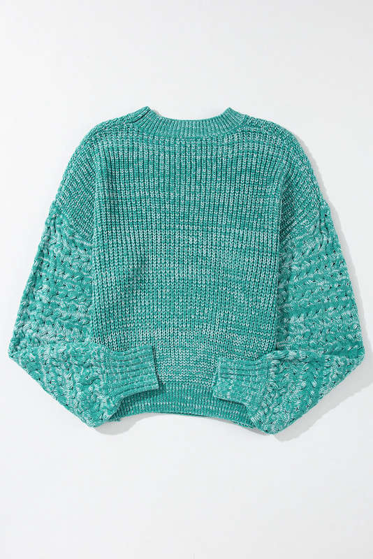 Green Knitted V-Neck Casual Top with Raw Seam Detail