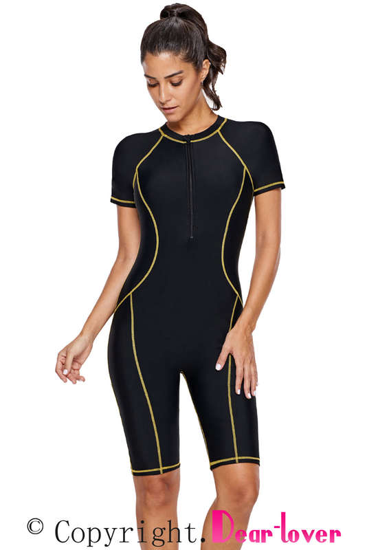 Black Seam Contoured Zip Front Wetsuit