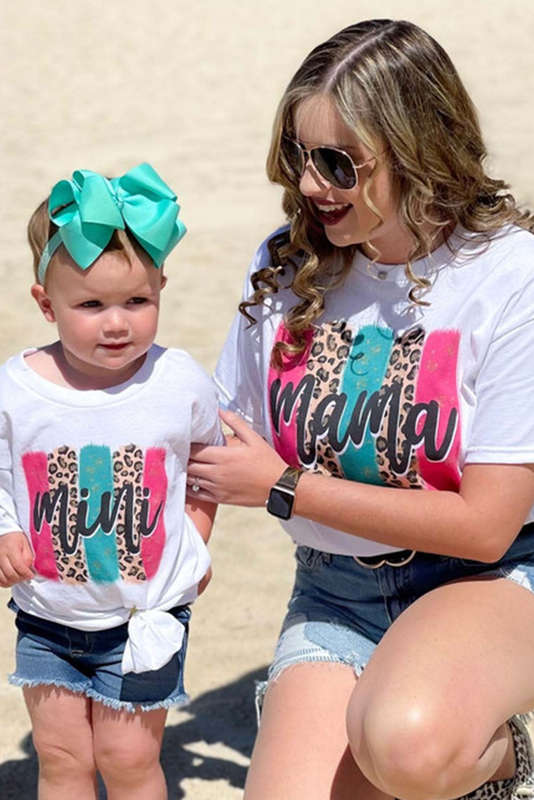 White Mama Leopard Brush Stroke Graphic T Shirt