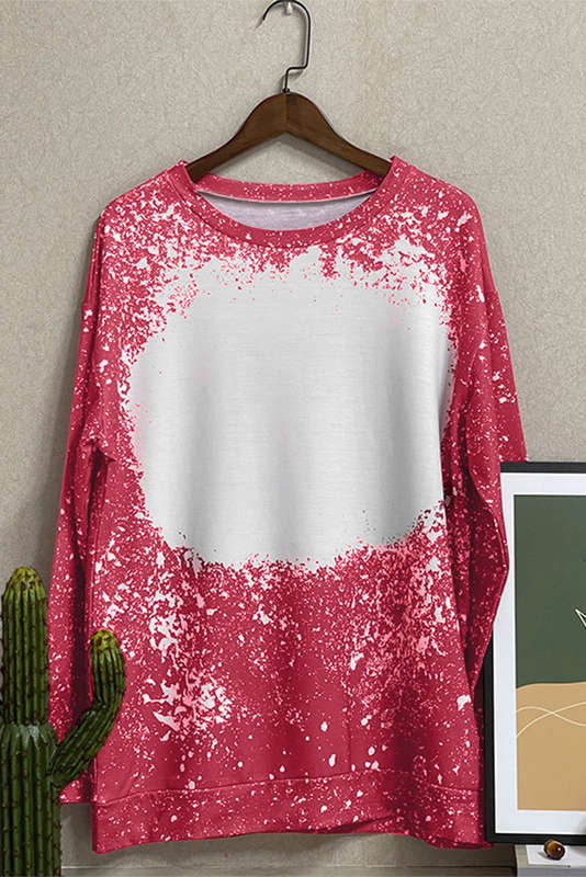 Red Tie-dyed Crew Neck Pullover Sweatshirt