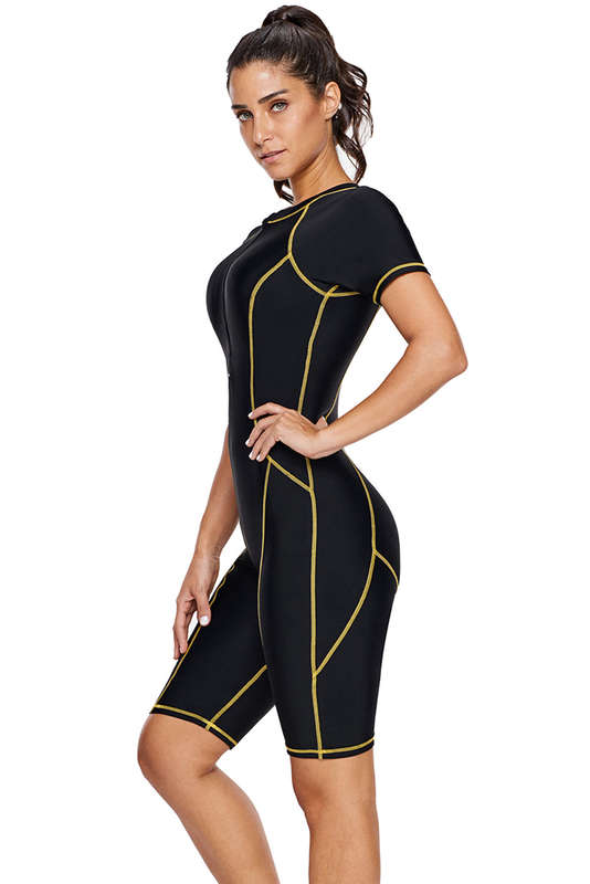 Black Seam Contoured Zip Front Wetsuit