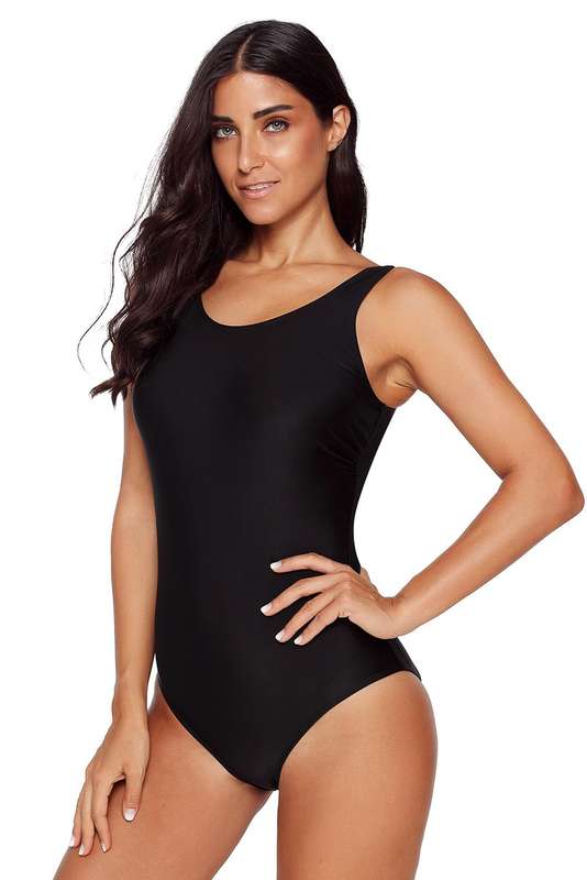 Black Criss Cross Back One Piece Swimsuit