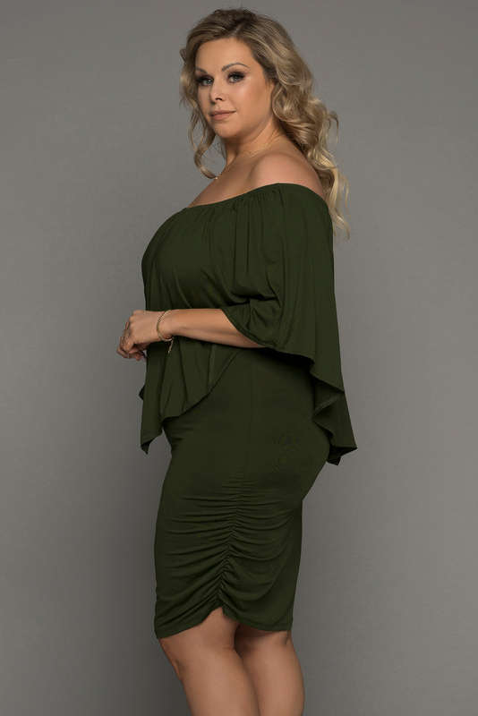 Dressing Layered Army Green Mini Poncho Dress