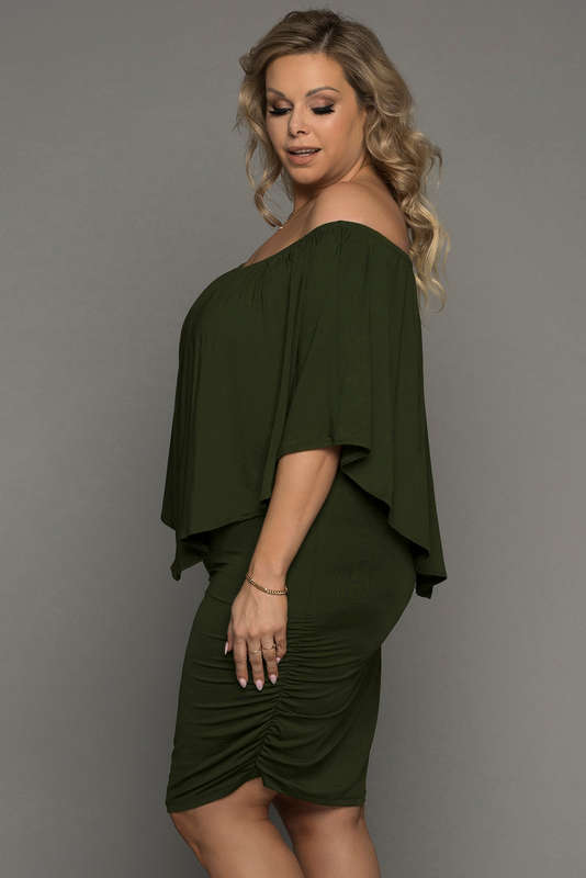 Dressing Layered Army Green Mini Poncho Dress