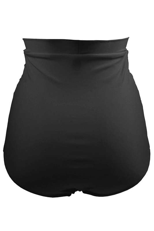 Black Purple Retro High Waisted Swim Short