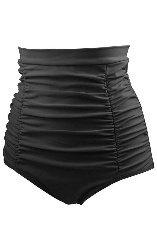 Black Purple Retro High Waisted Swim Short