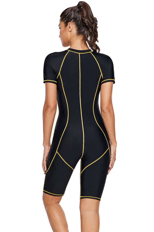 Black Seam Contoured Zip Front Wetsuit