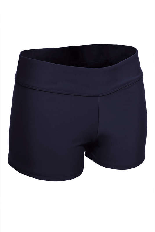 Black Wide Waistband Swimsuit Bottom Shorts