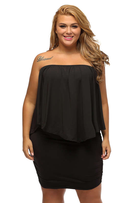 Dressing Layered Black Mini Poncho Dress