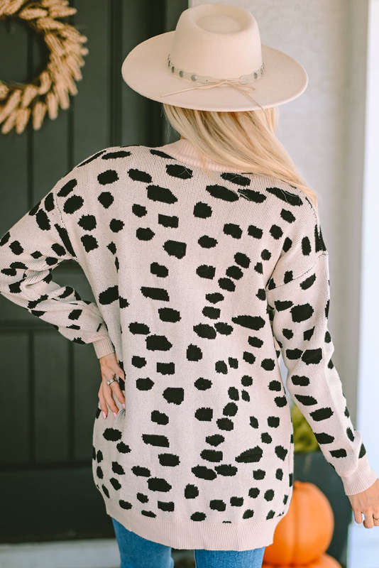 Leopard  Animal Spotted Pattern Open Front Cardigan