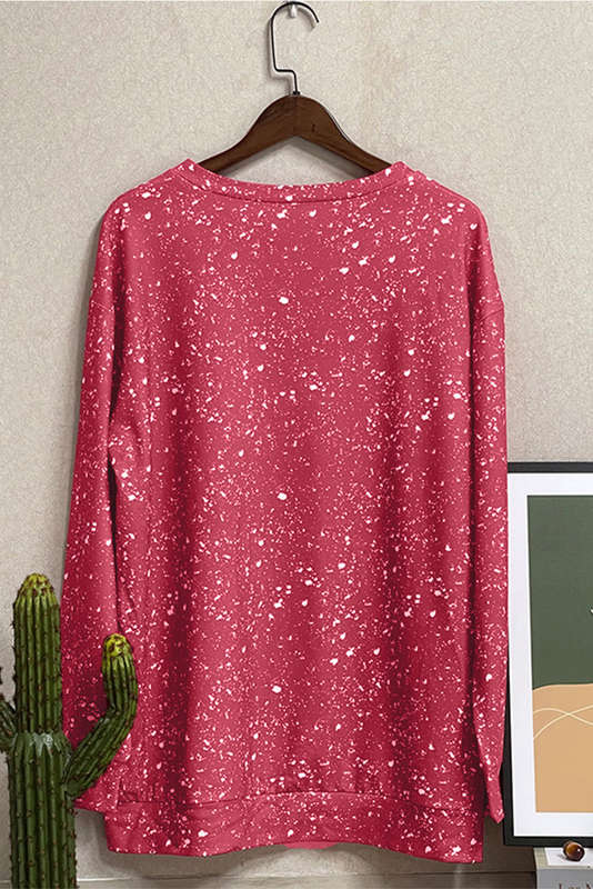 Red Tie-dyed Crew Neck Pullover Sweatshirt