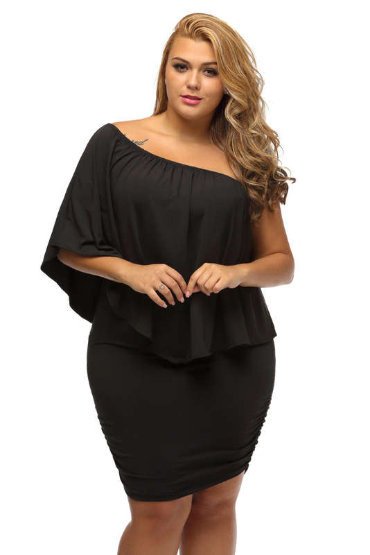 Dressing Layered Black Mini Poncho Dress