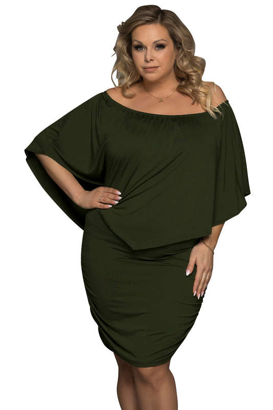 Dressing Layered Army Green Mini Poncho Dress