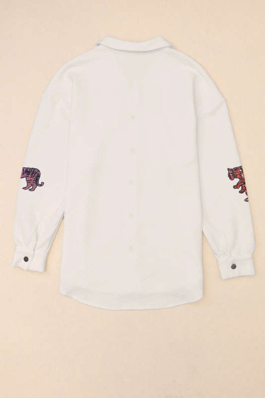 Beige Glitter Tigers Textured Shacket