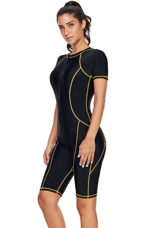 Black Seam Contoured Zip Front Wetsuit