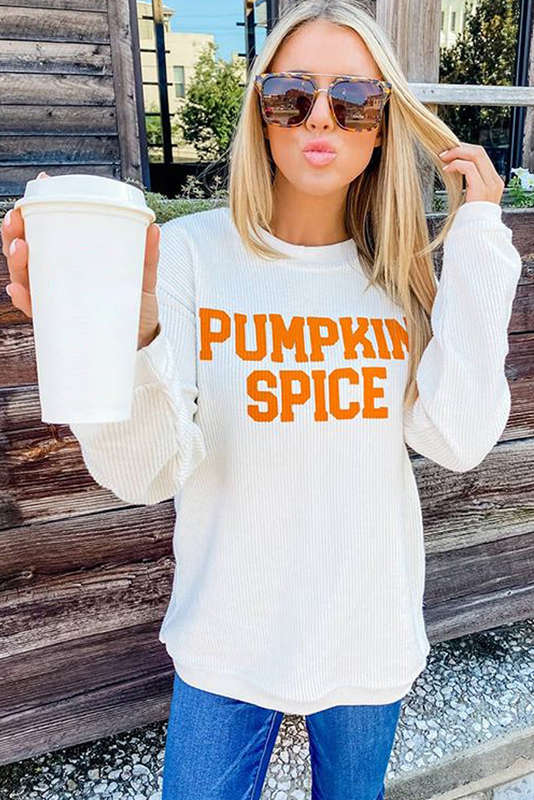 PUMPKIN SPICE Graphic Pullover Knit Top