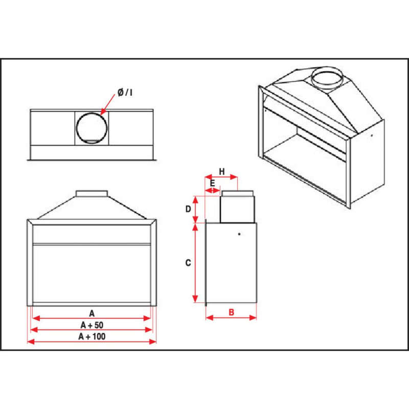 700 Entry level Universal Built-In Fireplace (No Cowl) | D3000021