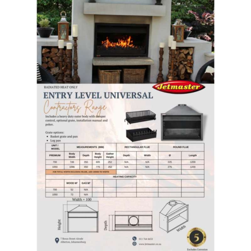 700 Entry level Universal Built-In Fireplace (No Cowl) | D3000021