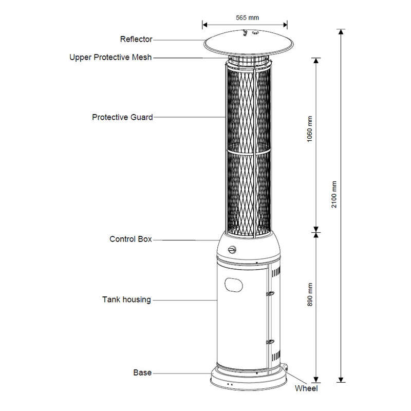 Alva Glass Tube Patio Heater - Hammertone | GHP26