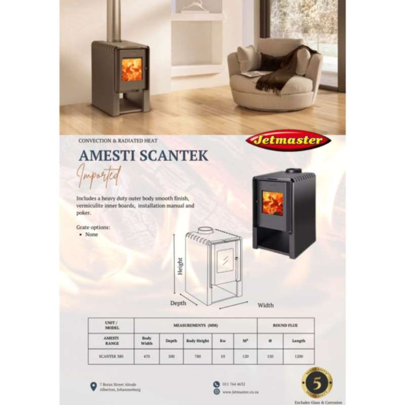 JetMaster Amesti Scantek 380 Freestanding Fireplace