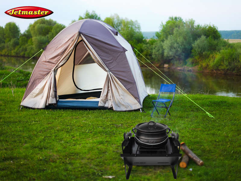 Jetmaster Camp Braai(Mild Steel) Complete with Grill, Kebab Rods, Potjie Frame & Rotisserie