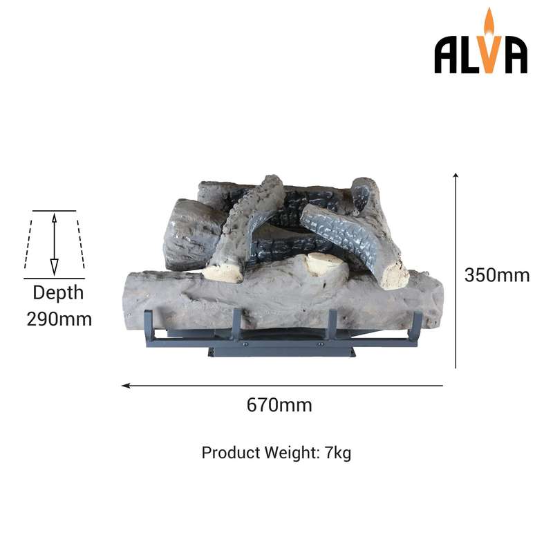 Log Fireplace Gas Heater 520mm Wide | GFP100