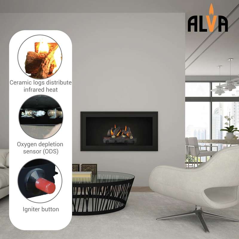 Log Fireplace Gas Heater 520mm Wide | GFP100