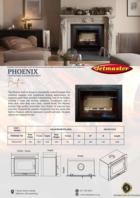 JetMaster Phoenix Built-In Fireplace (Ceramic Blanket Included) | D3000101