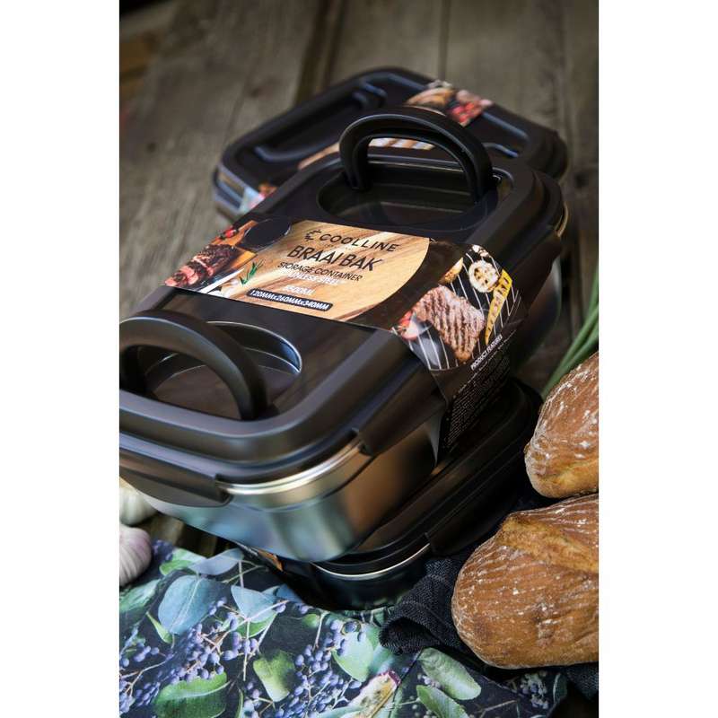 Versatile Food Storage Stainless-Steel Braai Bak - Durable lid included. - Various sizes