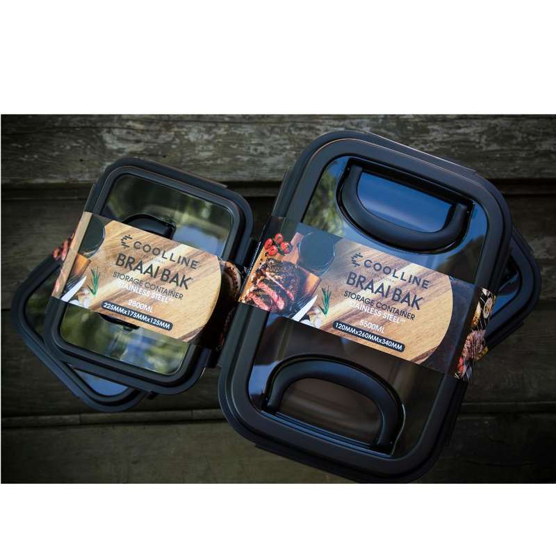 Versatile Food Storage Stainless-Steel Braai Bak - Durable lid included. - Various sizes