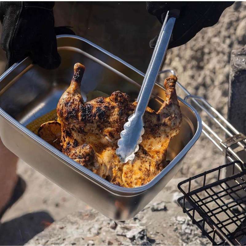Versatile Food Storage Stainless-Steel Braai Bak - Durable lid included. - Various sizes