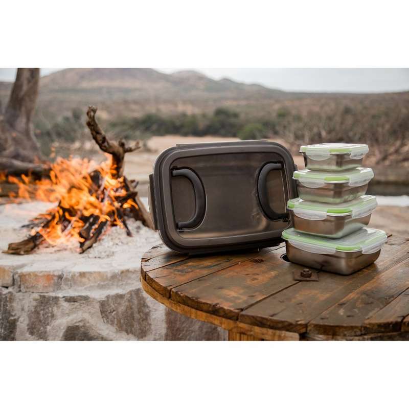 Versatile Food Storage Stainless-Steel Braai Bak - Durable lid included. - Various sizes