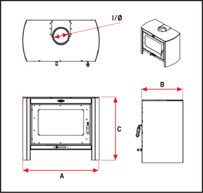 Jetmaster Vega Slow Combustion Stove Free-Standing/Built-In Fireplace | 15KW