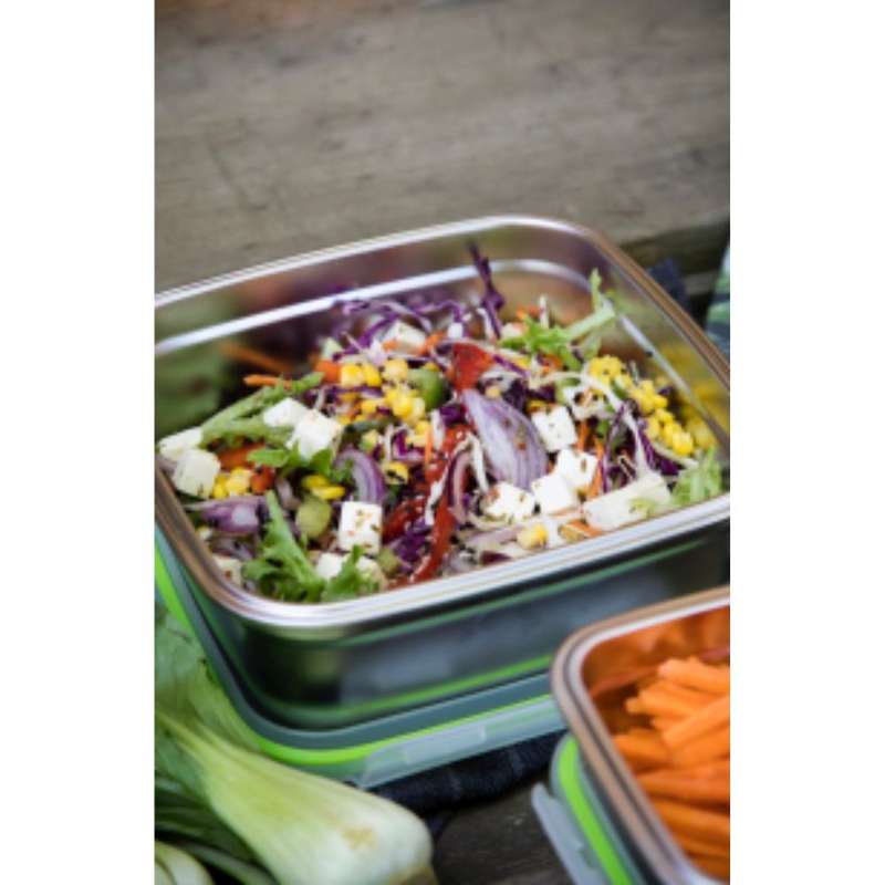 Versatile Stainless Steel Braai Bak with plastic lid Sets - 4 or 5 Packs