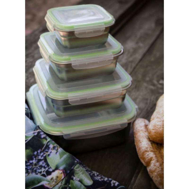 Versatile Stainless Steel Braai Bak with plastic lid Sets - 4 or 5 Packs
