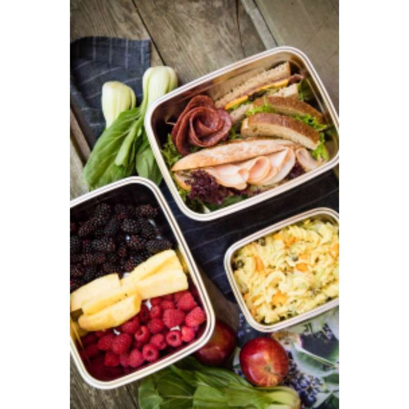 Versatile Stainless Steel Braai Bak with plastic lid Sets - 4 or 5 Packs
