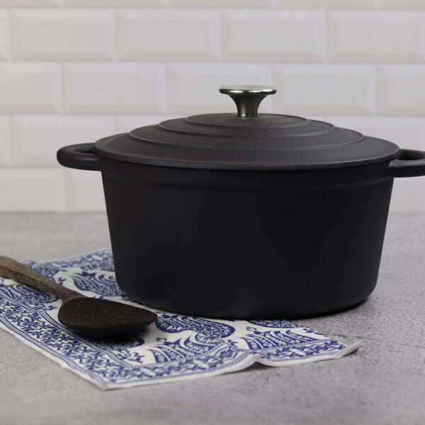 Round Enamel Coated Casserole Pot | POTRNDBLK26