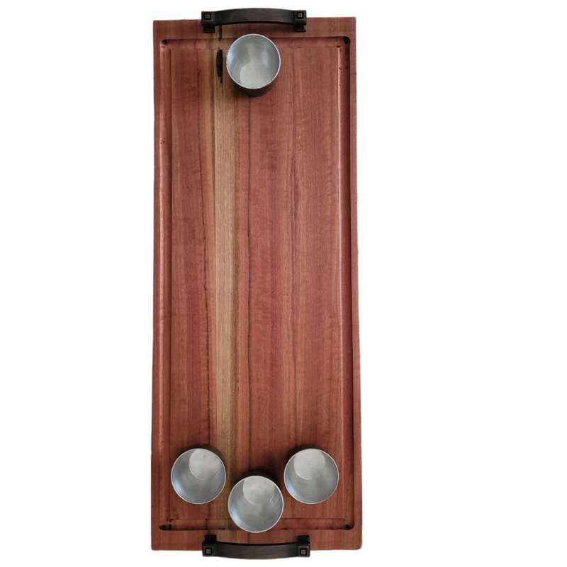 Iron Wood Cutting Board with Sauce Cups