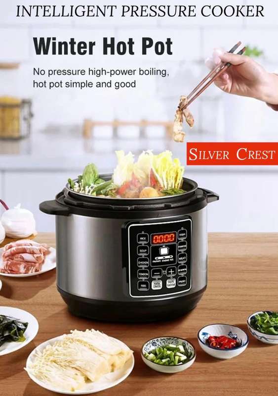 SilverCrest 6L MultiFunction Digital Smart Pressure Cooker - Stainless Steel