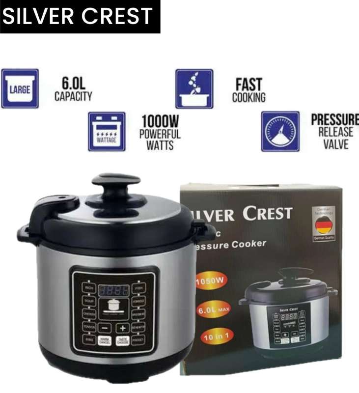 SilverCrest 6L MultiFunction Digital Smart Pressure Cooker - Stainless Steel