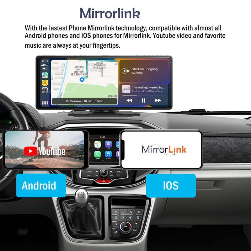 10 Inch Apple Carplay/Android Auto Screen & Reverse Camera - Plug & Play