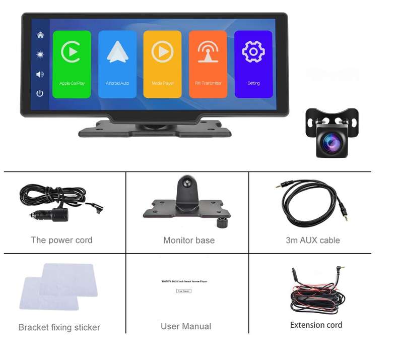 10 Inch Apple Carplay/Android Auto Screen & Reverse Camera - Plug & Play