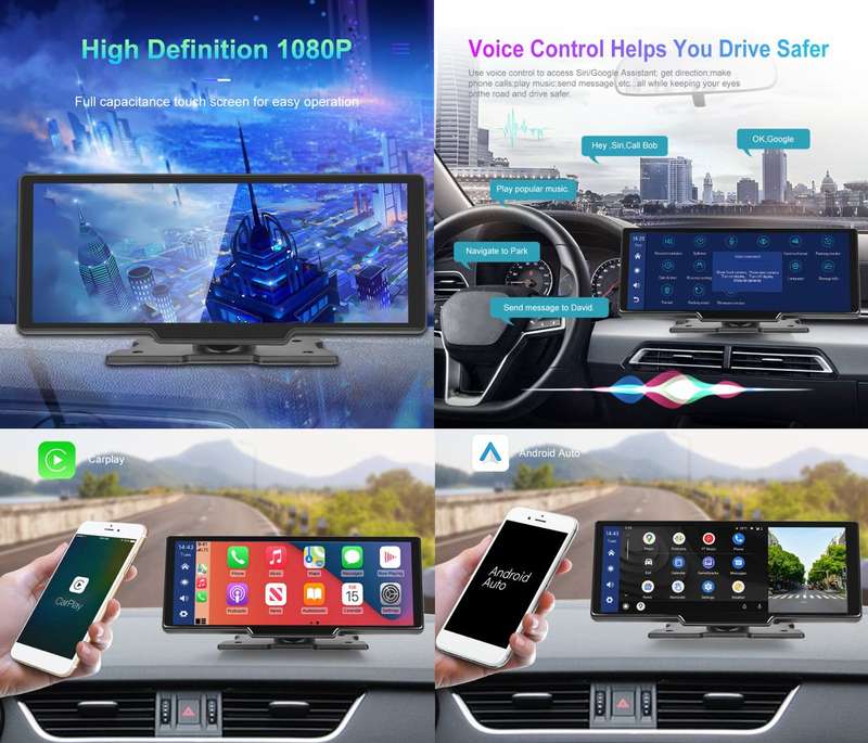 10 Inch Apple Carplay/Android Auto Screen & Reverse Camera - Plug & Play