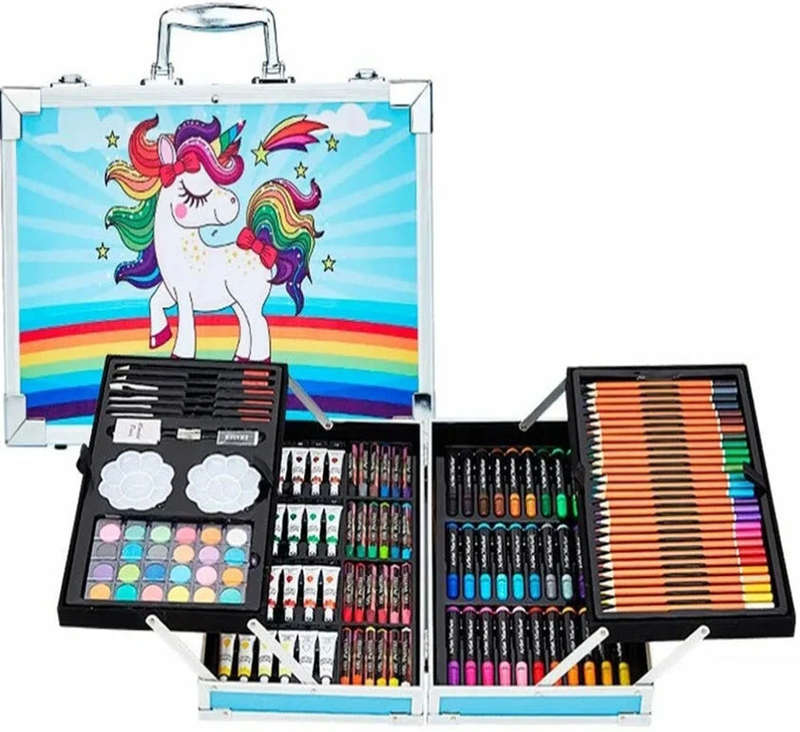 Art Set with Aluminum Folding Case for Kids - 145 Piece Set