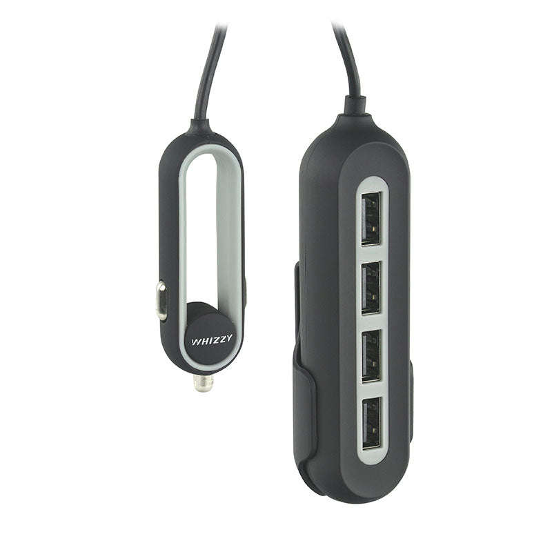 Whizzy 4 USB Port Car Charger 9.6Amp  USBC4BL - Black / New