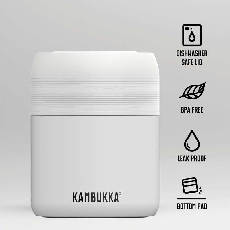Kambukka Bora SS Double Wall Insulated Lunch Box Chalk White - 600 ml