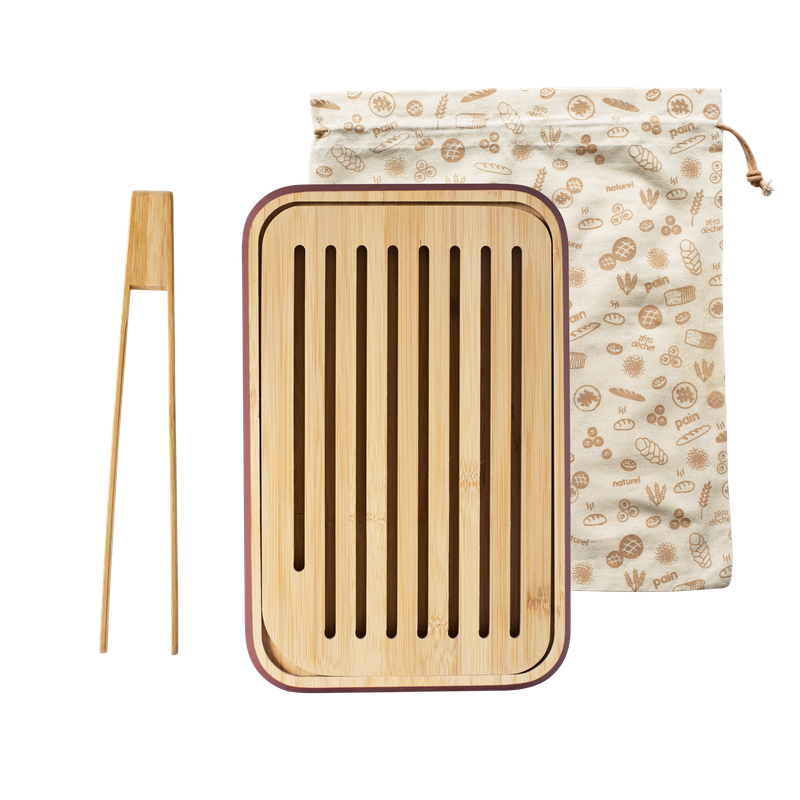 Pebbly Baker Set - 1 Bread Board, 1 Toast Tong & 1 Bread Bag